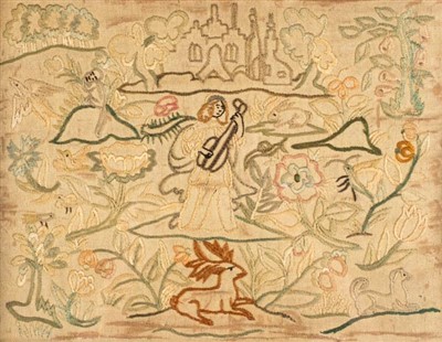 Lot 159 - Embroidered firescreen picture.