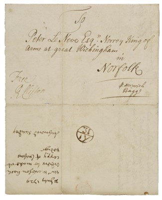 Lot 256 - Le Neve (Peter, 1661-1729) & Abuse of Official Postal Franking.