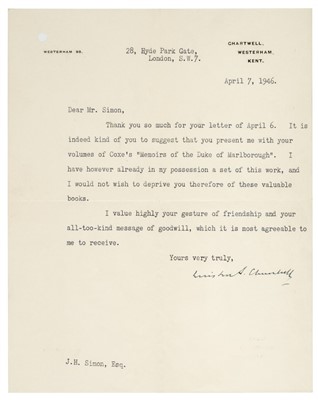 Lot 903 - Churchill, Winston Leonard Spencer, 1874-1965