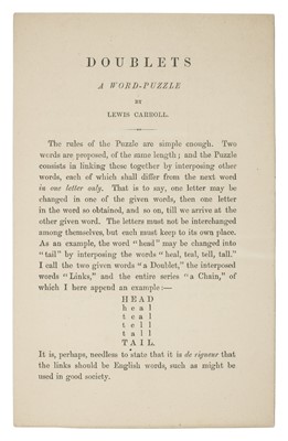 Lot 581 - Dodgson, Charles Lutwidge, 'Lewis Carroll'