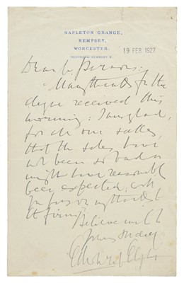 Lot 255 - Elgar, Edward, 1857-1934