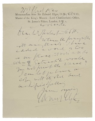 Lot 263 - Elgar, Edward, 1857-1934
