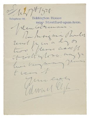 Lot 260 - Elgar, Edward, 1857-1934