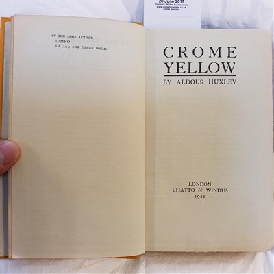 Lot 709 - Huxley (Aldous). Crome Yellow, 1st edition, 1921