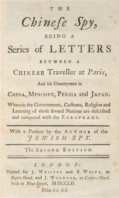 Lot 207 - Argens (Jean-Baptiste de Boyer, Marquis de). The Chinese Spy, 1752