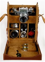 Lot 443 - Zeiss Ikon Contax IIIa with 5 lenses