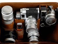 Lot 393 - Leica M3 rangefinder with 35mm, 50mm, 90mm and 135mm lenses.