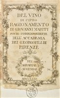 Lot 414 - Mariti (Giovanni). Del vino di Cipro, 1st edition, Florence, 1772