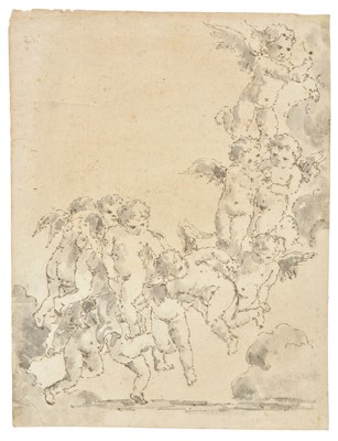 Lot 240 - Francesco Guardi (1712-1793, follower of). Coliseum and Arch of Titus, Rome