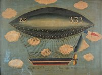 Lot 127 - French Naive School. Dirigeable de l'Armee de l'Aire, 1910