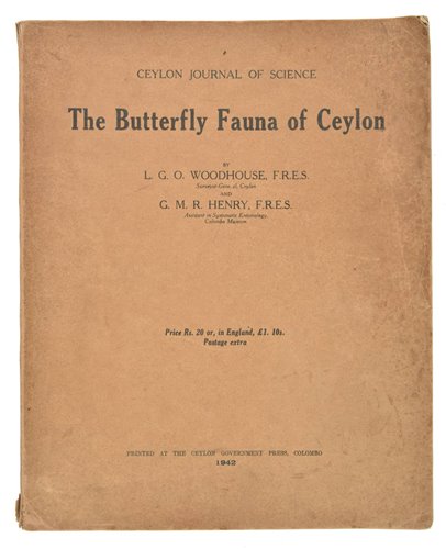Lot 205 - Woodhouse (L. G. O.). The Butterfly Fauna of Ceylon, 1st edition, Colombo, 1942