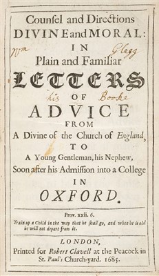 Lot 77 - Granville (Denis). Letters to his Nephew after his Admission into a College in Oxford, 1685