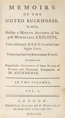 Lot 217 - Anstey (Christopher). Memoirs of the Noted Buckhorse, 1756
