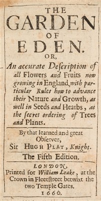 Lot 27 - Plat (Sir Hugh). The Garden of Eden, 1660