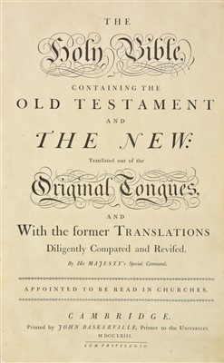 Lot 282 - Bible [English]. The Holy Bible, Cambridge: John Baskerville, 1763