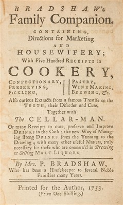 Lot 211 - Bradshaw (Penelope). Bradshaw's Family Companion, 1753