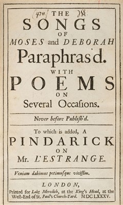 Lot 80 - Cleeve (Charles). The Songs of Moses and Deborah paraphras'd, 1st edition, 1685