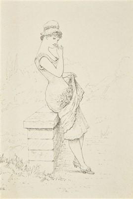 Lot 610 - Greenaway (Kate, 1846-1901). A drawing of a young lady
