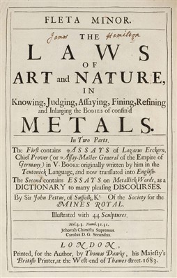 Lot 70 - Ercker (Lazarus, & John Pettus). Fleta minor, 1683