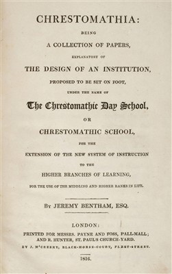 Lot 350 - Bentham (Jeremy). Chrestomathia, 1st collected edition, 1816-17
