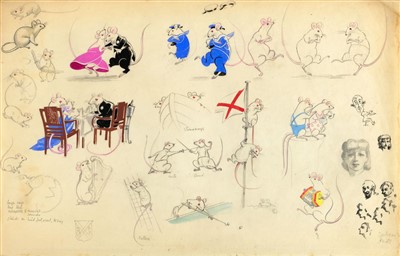Lot 617 - Pares (Bip, 1904-1977). A collection of 49 sheets of illustration artwork, circa 1949-50