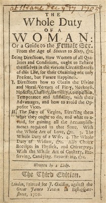 Lot 117 - Whole Duty of a Woman, Written by a Lady, 3rd edition, 1701