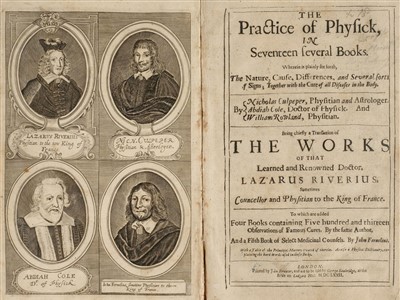 Lot 44 - Rivière (Lazare). The Practice of Physick, 1st edition, 1672