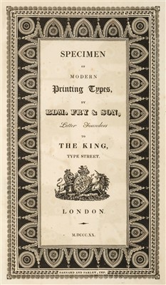 Lot 358 - Type Specimen. Specimen of Modern Printing Types, Fry & Son, 1820