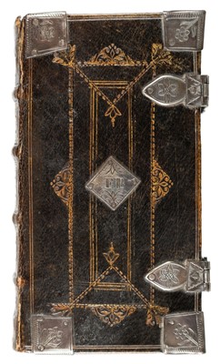 Lot 134 - Bible; New Testament, contemporary black goatskin with silver furniture, 1712