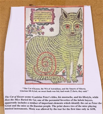 Lot 402 - Russian lubok of Peter the Great. The Cat from Kazan, 1750 or later