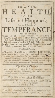 Lot 103 - Tryon (Thomas). The Way to Health, 1698