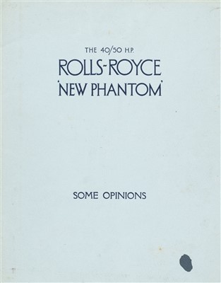 Lot 31 - Rolls-Royce. The 40/50 H.P. Rolls-Royce 'New Phantom', sales brochure, circa 1927