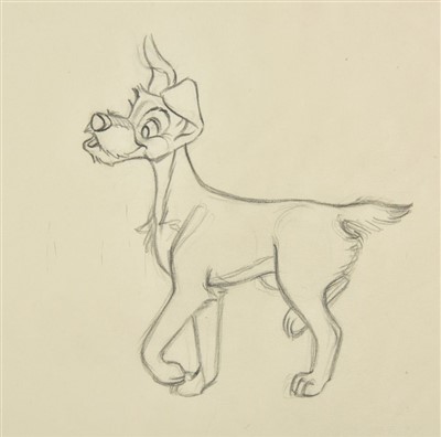 Lot 612 - Lady and the Tramp. Two original pencil drawings on paper circa 1955
