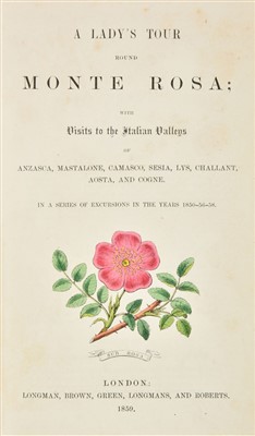 Lot 9 - Cole, Mrs Henry Warwick. A Lady's Tour Around Monterosa, 1859