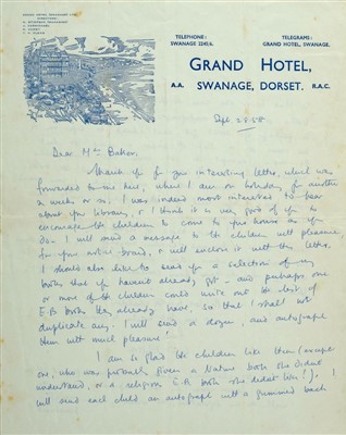 Lot 545 - Blyton (Enid, 1897-1968). Autograph Letter, Signed, 1958