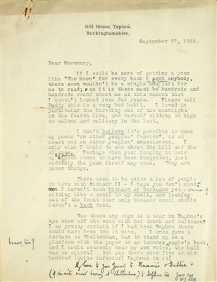 Lot 660 - De la Mare (Walter, 1873-1956). A group of five autograph letters and 13 typed letters signed