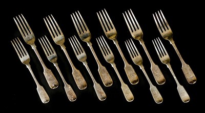Lot 48 - Silver. A mixed collection of Victorian silver cutlery