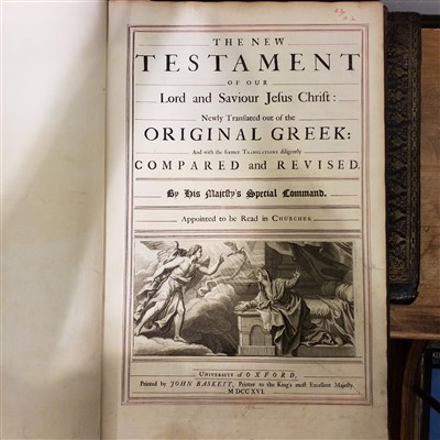 Lot 316 - Bible [English]. The Holy Bible, 2 volumes, Oxford: John Baskett, 1717/1716