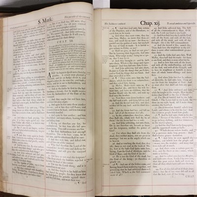 Lot 316 - Bible [English]. The Holy Bible, 2 volumes, Oxford: John Baskett, 1717/1716