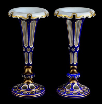 Lot 93 - Vases. A fine pair of late 19th century Bohemian overlay glass vases