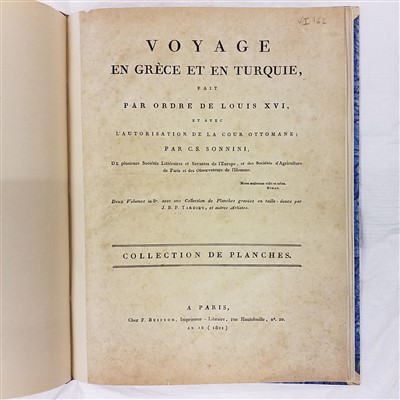 Lot 37 - Sonnini (Charles Sigisbert). Voyage en Grèce et en Turquie, [atlas volume only], 1801