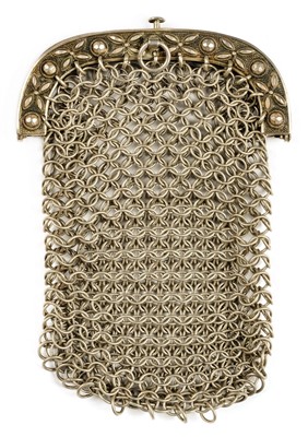 Lot 44 - Purse.  A George III silver mesh purse by John Thropp, Birmingham 1822
