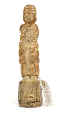 Lot 127 - Sabaean Figure. A carved Sabaean alabaster male figure 400BC-100AD