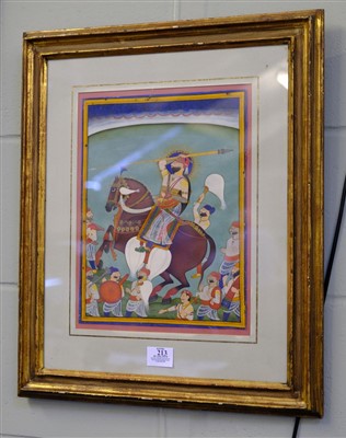 Lot 213 - Kota School. Maharaja Chhatrasal on horseback, c.irca 1865-80