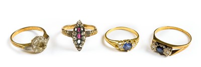 Lot 26 - Rings. Mixed 18ct gold ladies rings