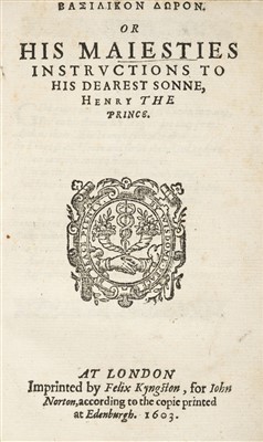 Lot 187 - James I (King of England). Basilikon Doron, 1603