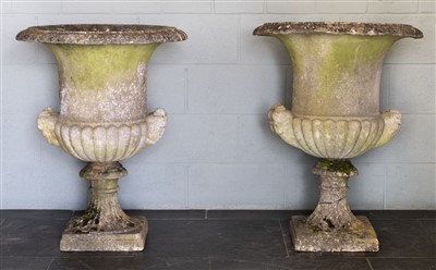 Lot 139 - Italian Urns. A fine and rare pair of 18th century white marble garden urns