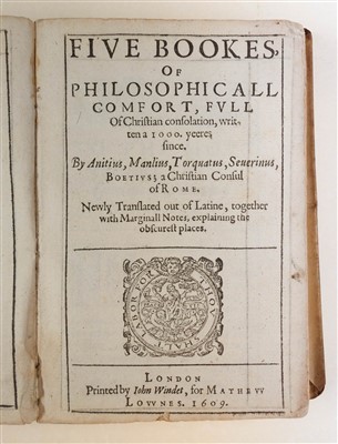 Lot 98 - Boethius, Philosophical Comfort, 1609