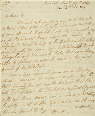 Lot 254 - Napoleonic Wars. Secret diplomatic autograph letter by Francis Drake, 1804