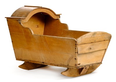 Lot 132 - Crib. A 19th century pine rocking crib